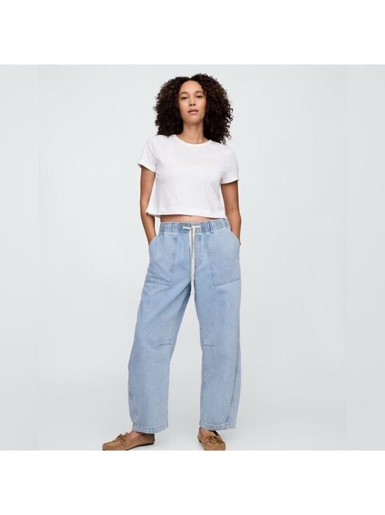 GAP Denim - Gap Beachy BoHo Casual Summer Mid Rise Supersoft Pull-On Barrel Jeans NWT Small